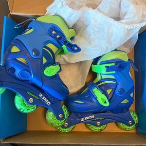 2pm Sports Inline Roller Skates blue and green  Kids Inline Skates size Small